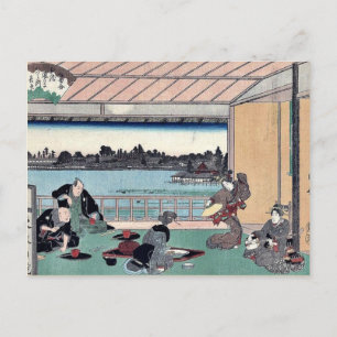 Trinken von Party im Restaurant von Andō,Hiroshige Postkarte