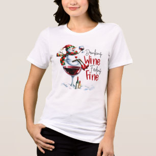 Trinken Wein Gefühl Feinschmecker Snowman Drinken Tri-Blend Shirt