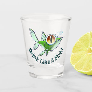 TRINKEN WIE EIN FISCH von Jeff Willis Art Schnapsglas