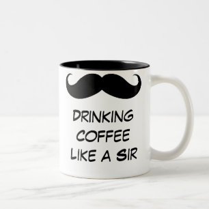 Trinkender Kaffee mögen einen Sir Mustache Mug Zweifarbige Tasse