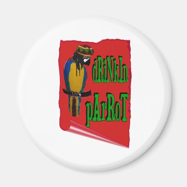 Trinkender Papagei Magnet (Vorne)