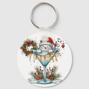Trinkender Schneemann Santa Frohes Neues Jahr Schl Schlüsselanhänger