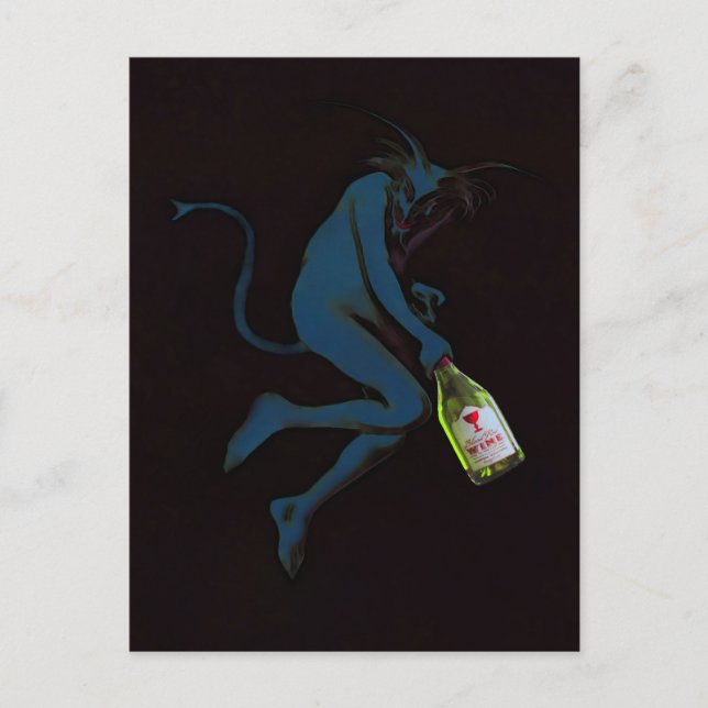 Trinkender Teufel - Postkarte (Vorderseite)