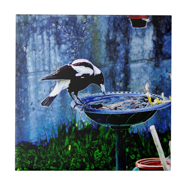 Trinkender Vogel Fliese (Vorderseite)