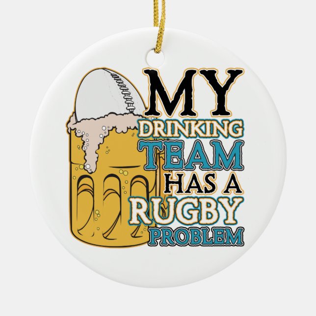 Trinkendes Team-Rugby Keramik Ornament (Vorne)
