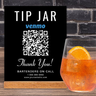 Trinkgeld-Box Venmo QR-Code Schwarz Acrylschild