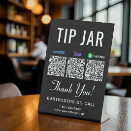 Trinkgeld-Box Venmo Zelle Cashapp QR-Codes Schwarz Sockelschild