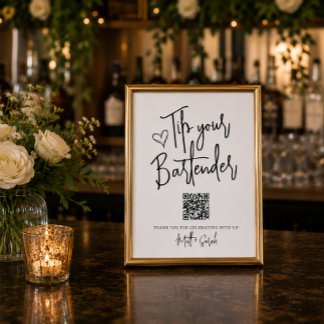 Trinkgeld für Ihren Barkeeper mit QR-Code-Schild Poster