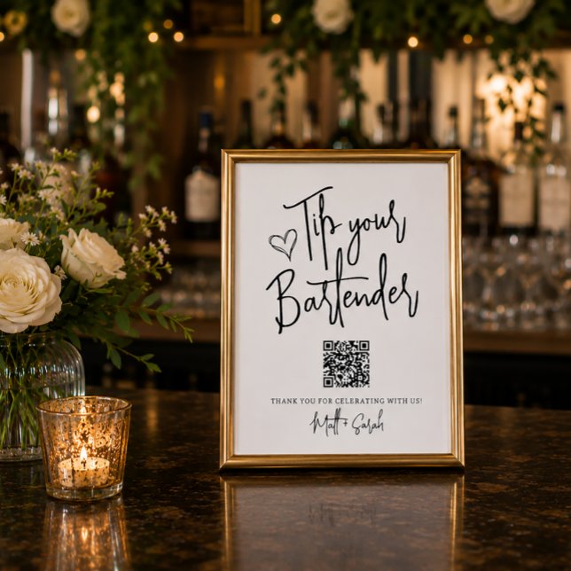 Trinkgeld für Ihren Barkeeper mit QR-Code-Schild Poster (Von Creator hochgeladen)
