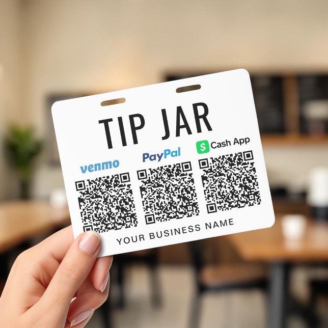 Trinkgeld-Topf Venmo PayPal CashApp QR-Codes Trink Ausweis (Tip Jar Venmo PayPal CashApp QR Codes Tipping Badge)