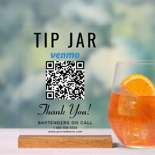 Trinkgeld-Topf Venmo QR-Code Klar Acrylschild