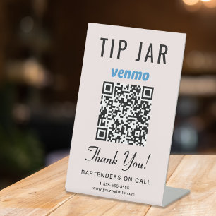 Trinkgeld-Topf Venmo QR Code Rosa Sockelschild