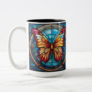 Trinkglas für Linkshänder mit Glasmalerei-Schmette Zweifarbige Tasse
