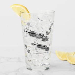 Trinkglas: Geige mit Rose & Lilly's B & W Glas