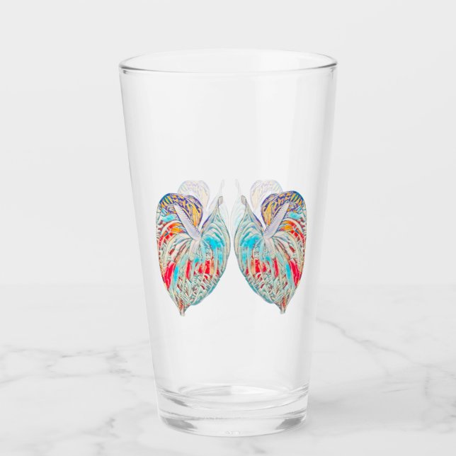 Trinkglas mit bearbeitetem Anthurium Glas (Vorderseite)