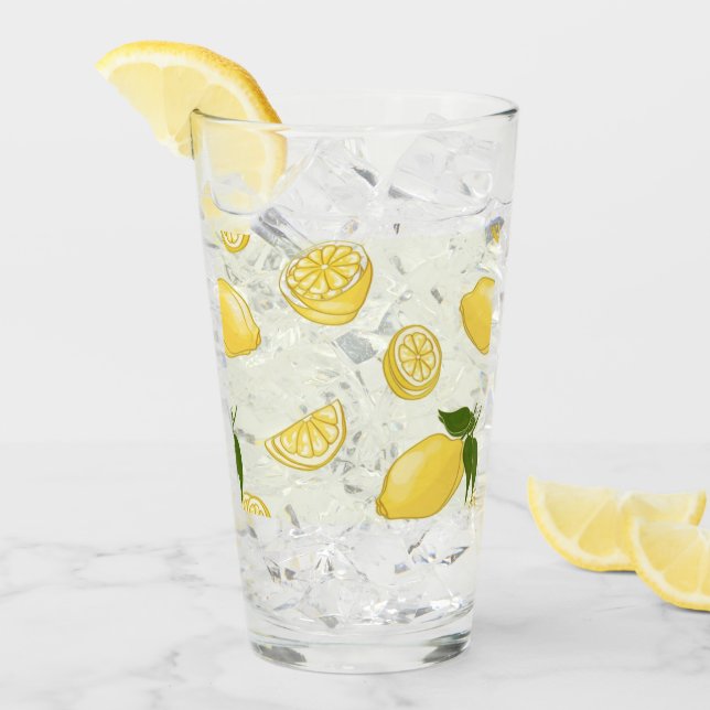Trinkgläser Lemon Print Glas (Vorderseite Ice)