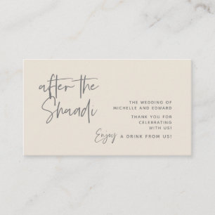 Trinkkarte, Erwachsenengetränk nach dem Shaadi Begleitkarte