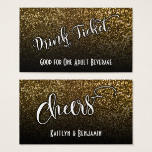 Trinkkarten auf Imitate Gold Glitzer & Black Ombre