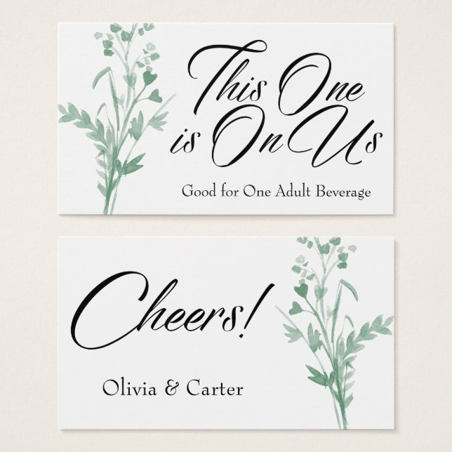 Trinkkarten, Botanisches Spray mit grüner Wasserfa (Vorne & Hinten)