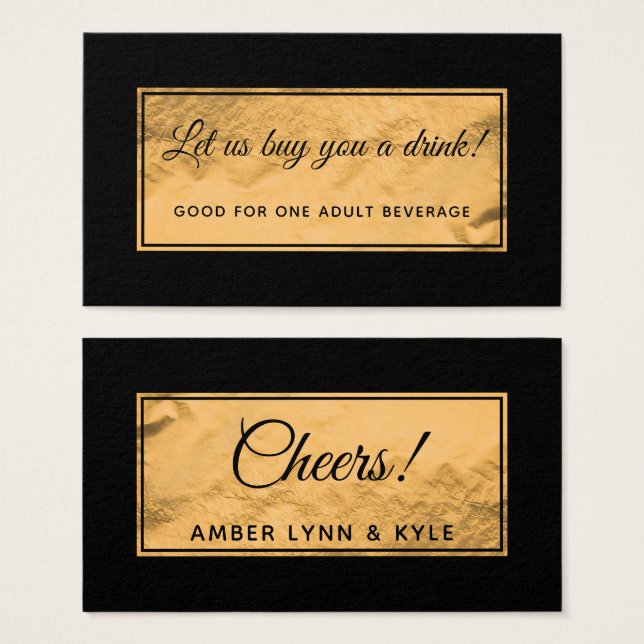 Trinkkarten mit Imitats Gold Foil Abzeichen über S (Vorne & Hinten)