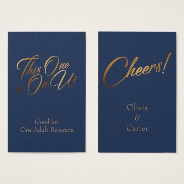 Trinkkarten, schlankes, elegantes Gold-Script auf  (Vorne & Hinten)