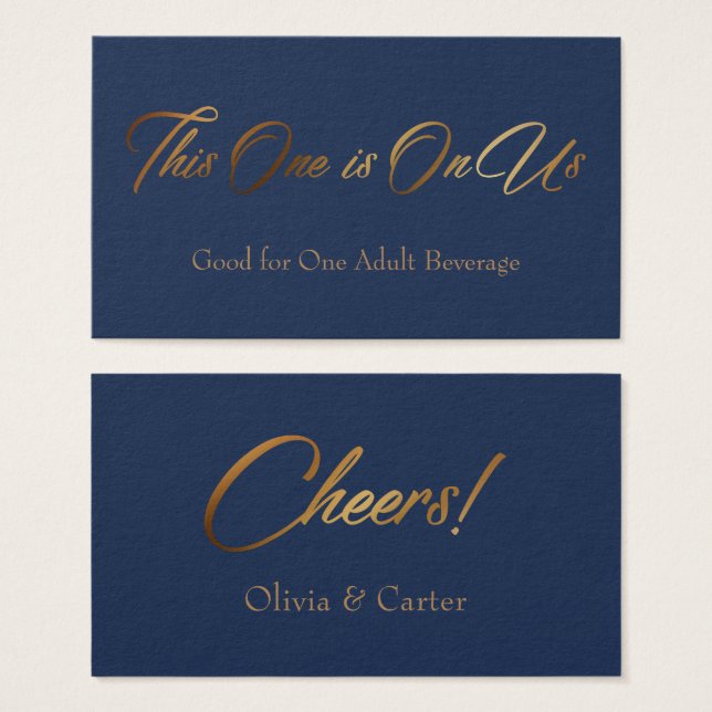 Trinkkarten, schlankes, elegantes Gold-Script auf  (Vorne & Hinten)