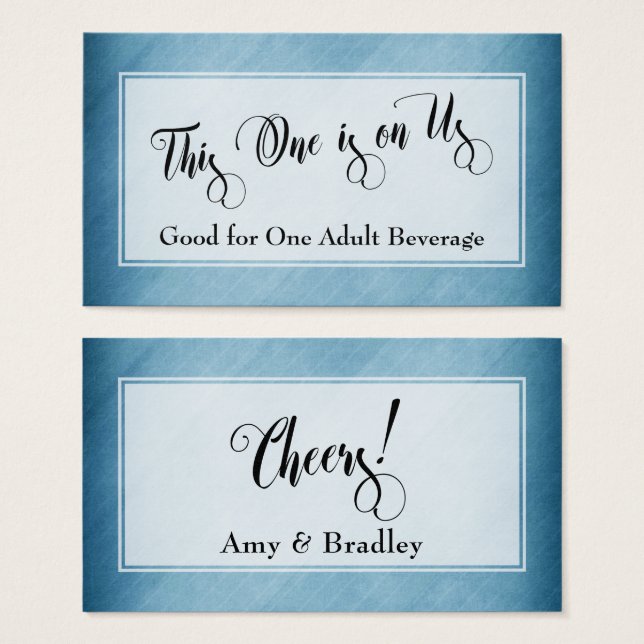 Trinkkarten | Script & Rustic Diagonal Blue (Vorne & Hinten)