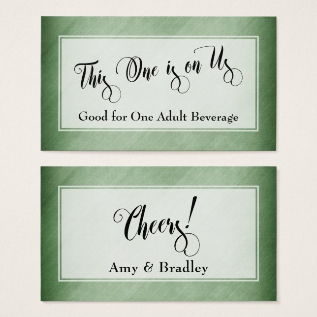 Trinkkarten | Script & Rustic Diagonal Green (Vorne & Hinten)