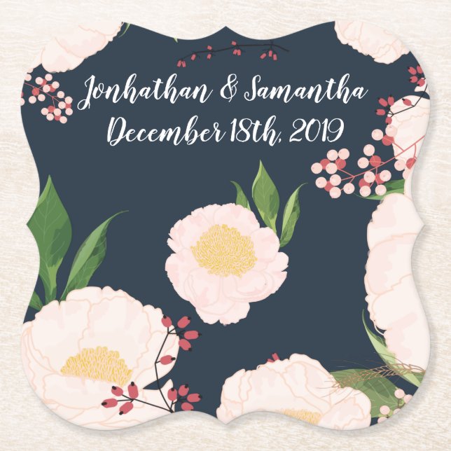 Trinkküsten Geometrische Blume mit weißer Blüte au Untersetzer (Vorderseite)