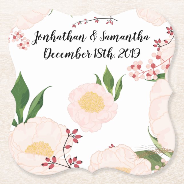 Trinkküsten Geometrische Blume mit weißer Blüte au Untersetzer (Vorderseite)