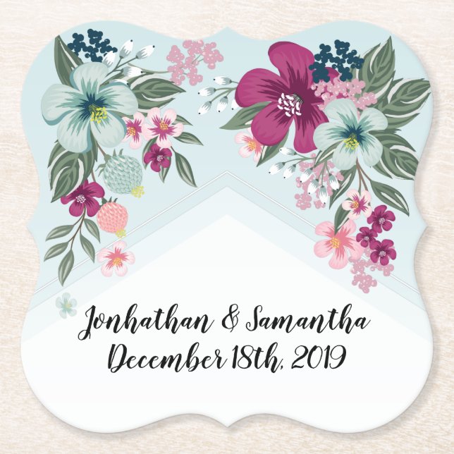 Trinkküsten Tropische Blume auf Blue Ombre Untersetzer (Vorderseite)