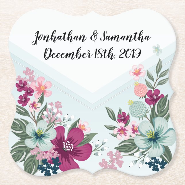 Trinkküsten Tropische Blume auf Blue Ombre Untersetzer (Vorderseite)