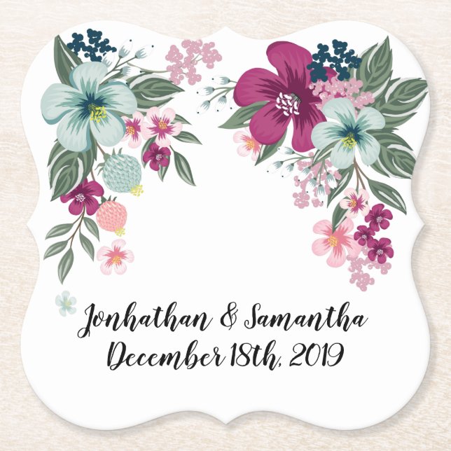 Trinkküsten Tropische Blume auf Weiß Untersetzer (Vorderseite)