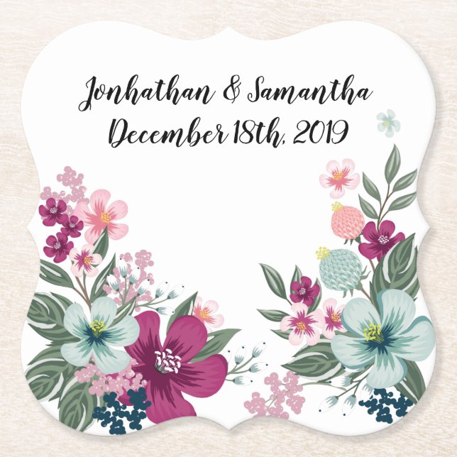 Trinkküsten Tropische Blume auf Weiß Untersetzer (Vorderseite)