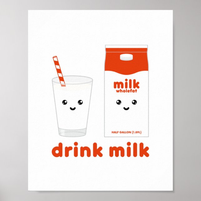 Trinkmilch - Kawaii Design Poster (Vorne)