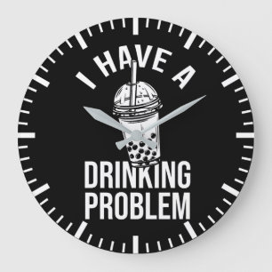 Trinkproblem - lustiges Boba, Blasen-Tee Große Wanduhr