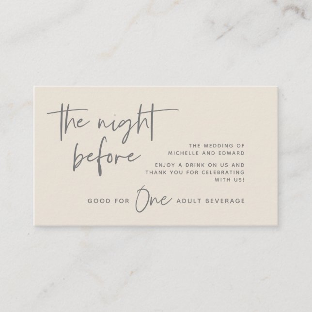 Trinkschein, Erwachsenengetränk, Hochzeitsfeier, B Begleitkarte (Vorderseite)