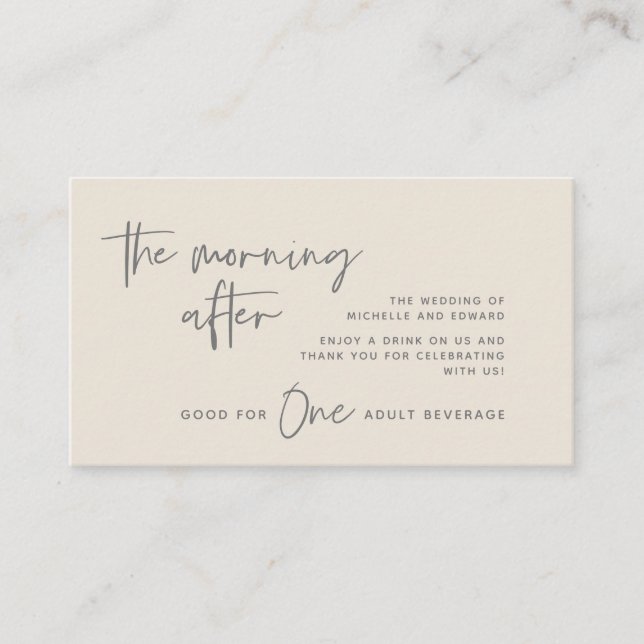 Trinkschein, Erwachsenengetränk, Nachmittag Begleitkarte (Vorderseite)