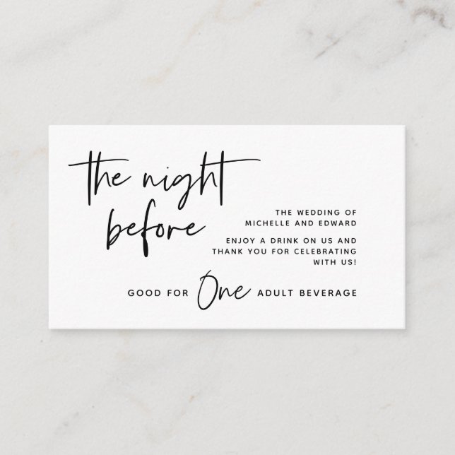 Trinkschein, Erwachsenengetränk, Schwarz und Weiß Begleitkarte (Vorderseite)