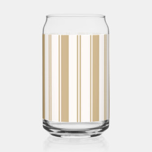 Trinkset Beige & Weiß gestreift Glas Dose