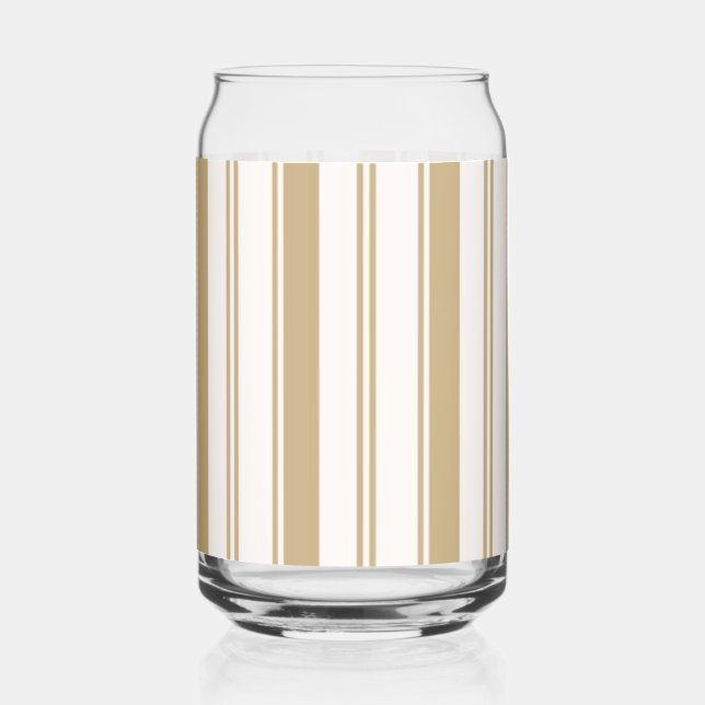 Trinkset Beige & Weiß gestreift Glas Dose (Vorderseite)