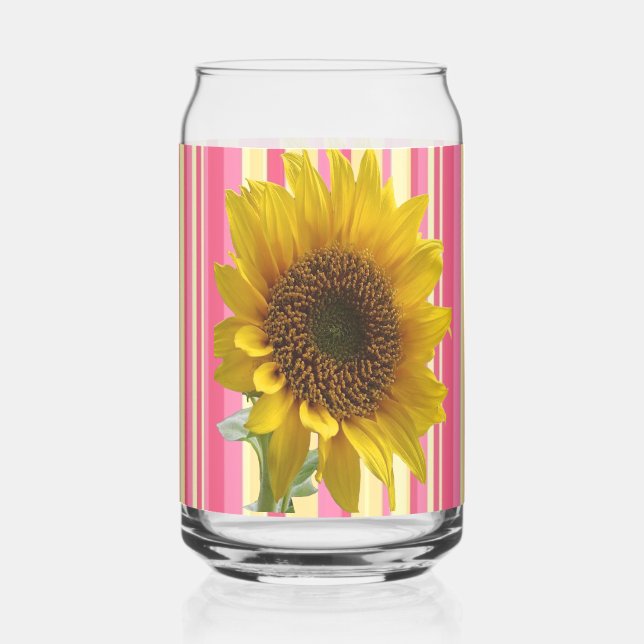 Trinkset Süße Sonnenblume Rosa Streifen Dosenglas (Rückseite)