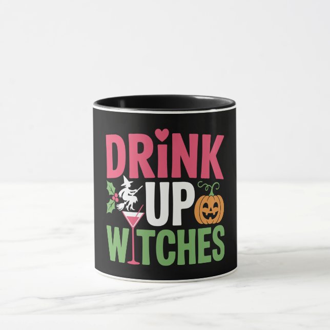 Trinkt auf, Hexen Buntes Halloween Tasse (Zentrum)