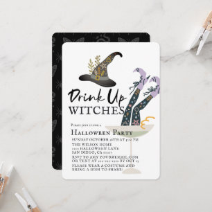 Trinkt aus Hexen Halloween Cocktailparty Einladung