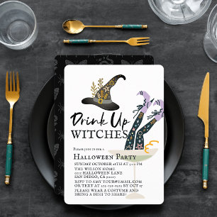 Trinkt aus Hexen Halloween Cocktailparty Einladung