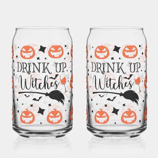 Trinkt aus, Hexen Halloween Dosenglas (Links)