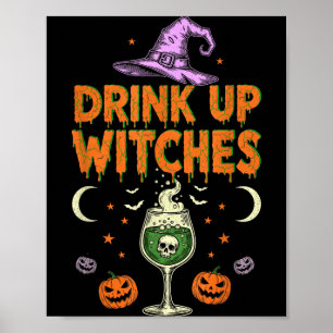 Trinkt aus Hexen Lila Hut Lustiger Halloween Männe Poster