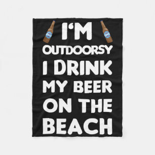 Trinkt Bier am Strand Lustiger Alkohol Trinken Out Fleecedecke