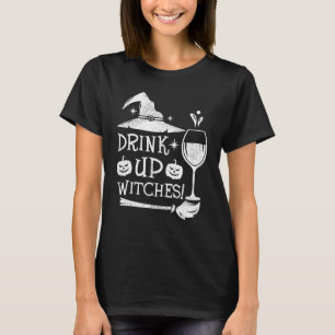 Trinkt Hexen Bier Wein Trinken Wein Halloween T-Shirt