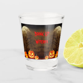 Trinkt Hexen, gruseliges Halloween-Friedhof Schnapsglas